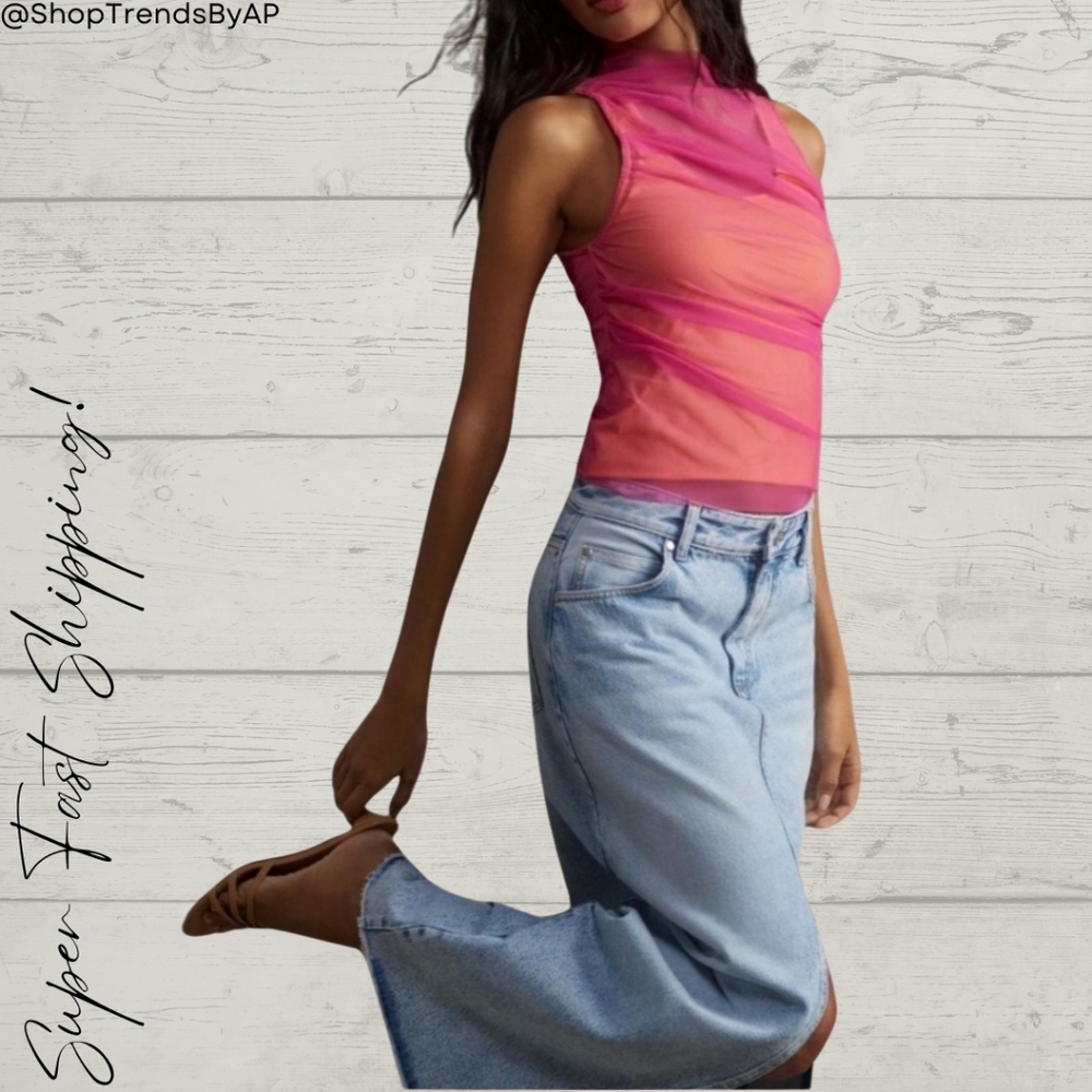 Anthropologie Draped Mesh Tank